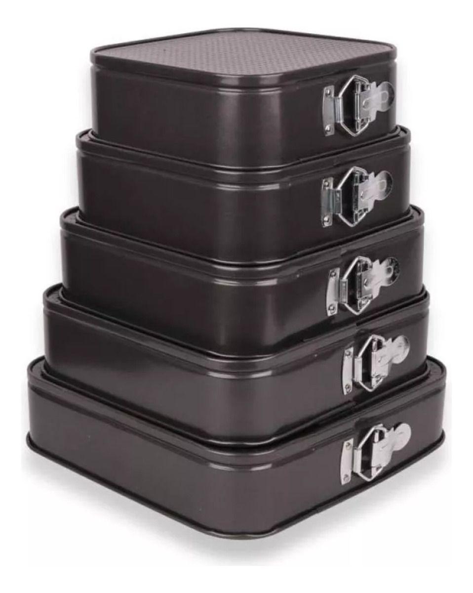 5 Molde Cuadrado Antiadherente Desmontable Tortas Repostería - Norplat-2