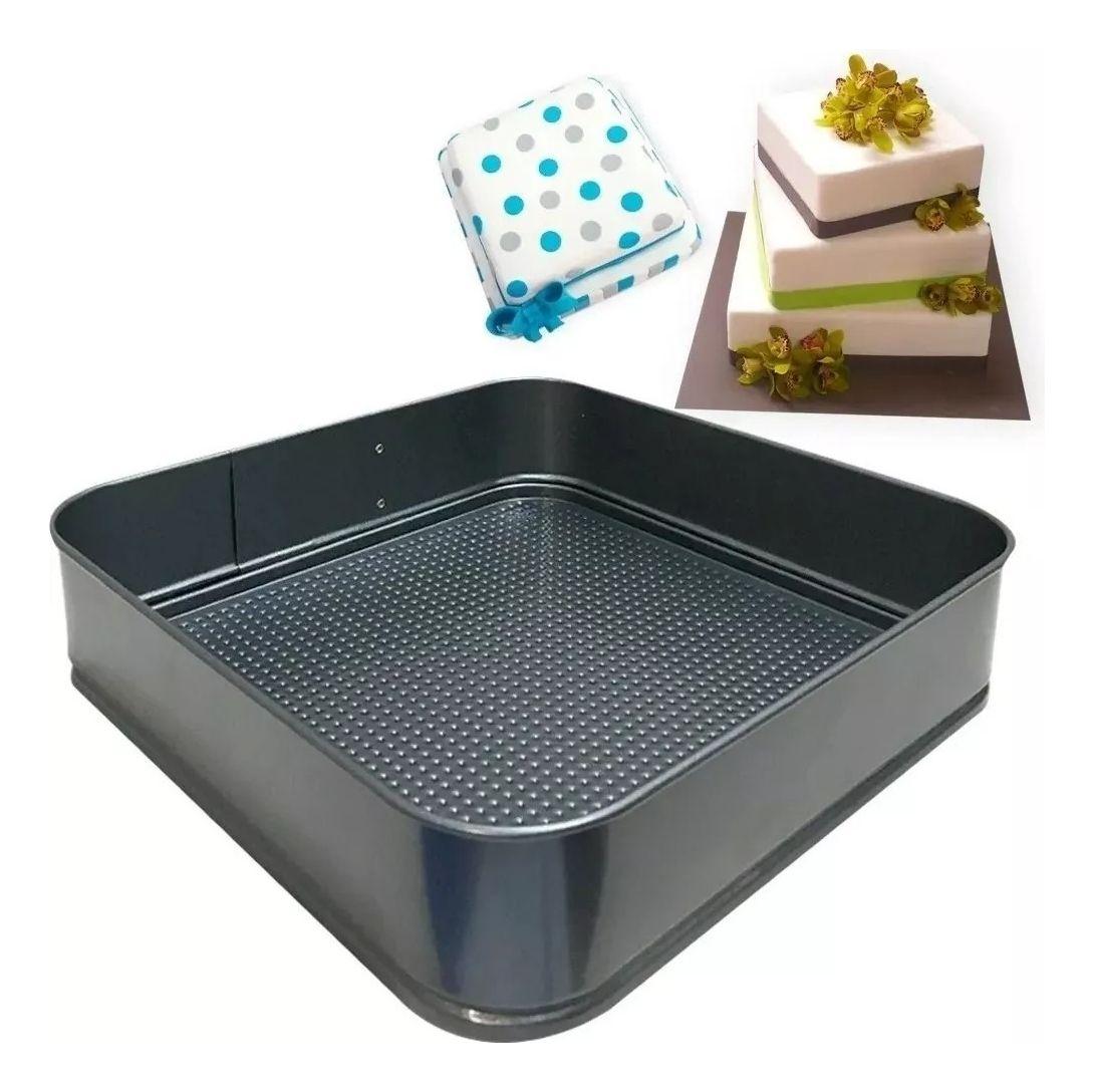 5 Molde Cuadrado Antiadherente Desmontable Tortas Repostería - Norplat-6