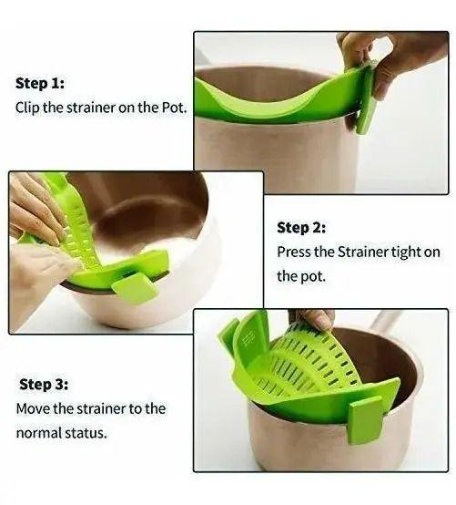 Colador De Clip Fácil Silicona Para Ollas Y Sartenes - Norplat-1