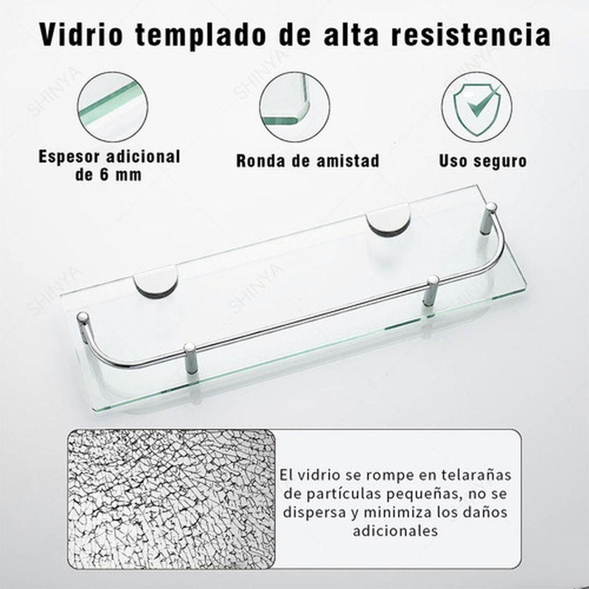Organizador Ducha Repisa Baño Set 2 Vidrio Templado Norplat-3