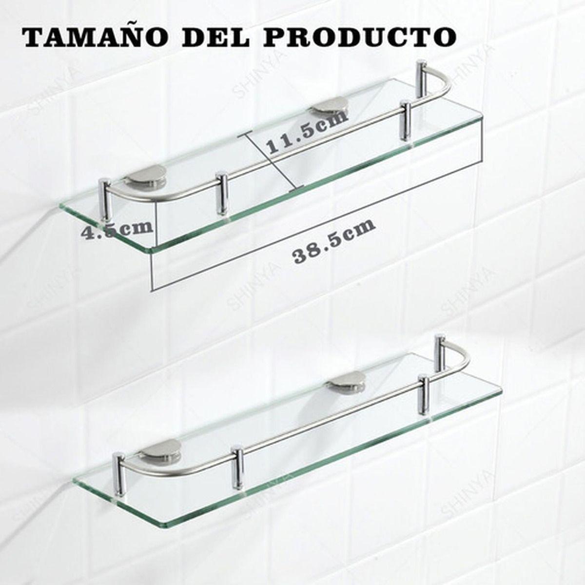 Organizador Ducha Repisa Baño Set 2 Vidrio Templado Norplat-4