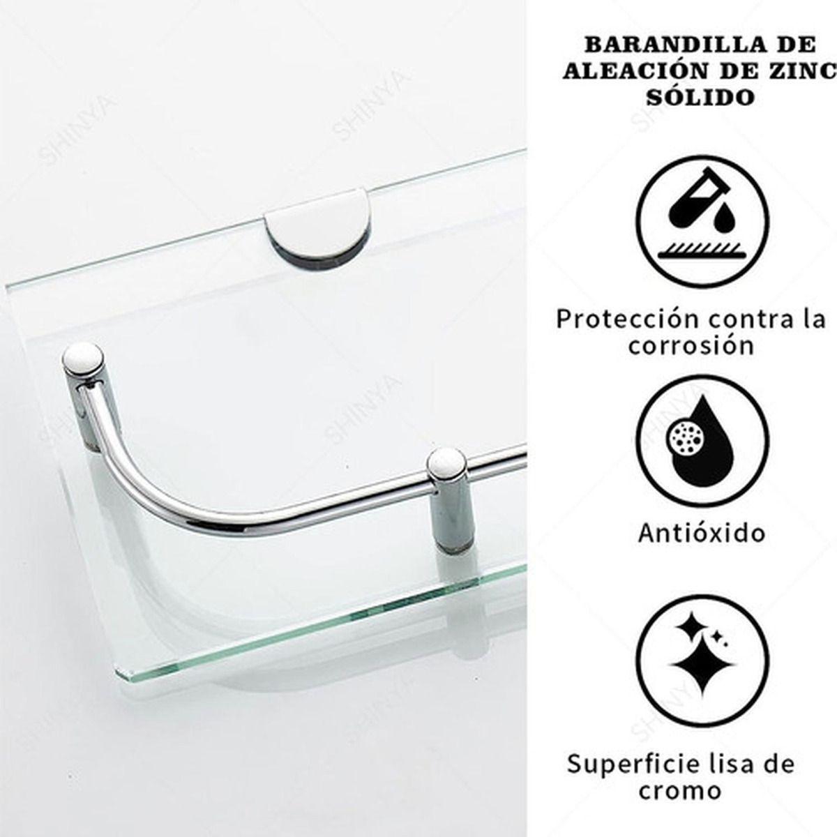 Organizador Ducha Repisa Baño Set 2 Vidrio Templado Norplat-6