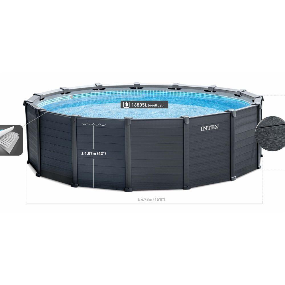 Piscina Estructural INTEX Graphite Grey Panel 478 x 124 cm, 16.805L-3