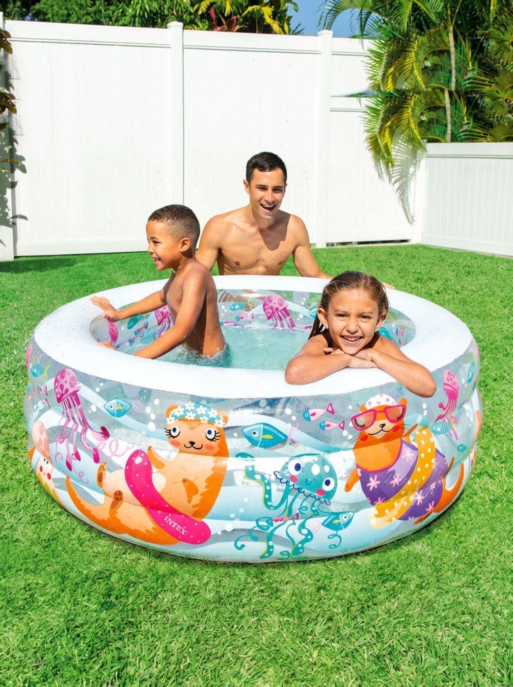 Piscina Inflable INTEX Fishy Fun con Piso Inflable 152 x 56 cm, 360L-1