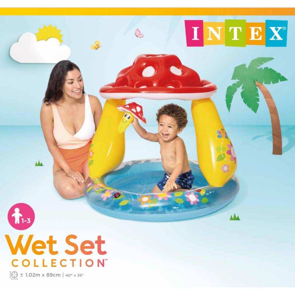 Piscina Infantil INTEX con Parasol Mushroom para Bebé-2