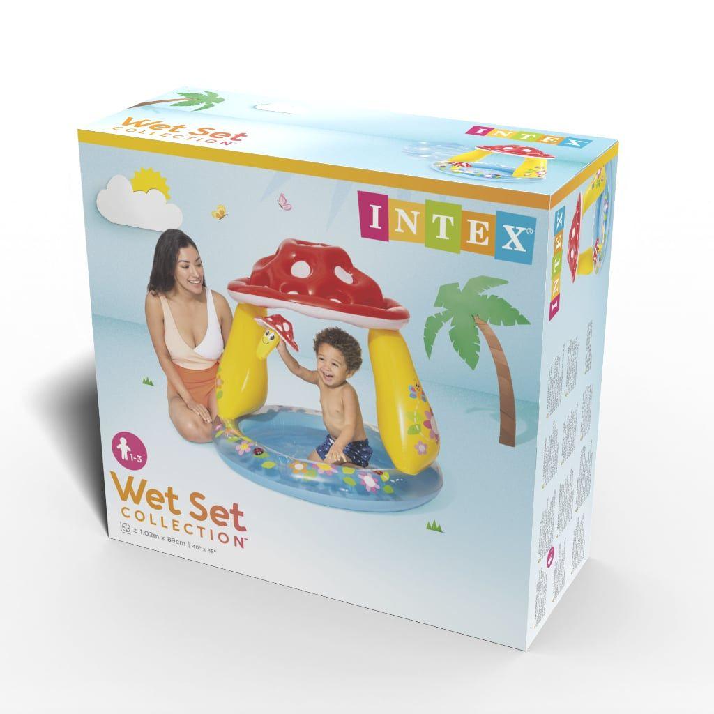 Piscina Infantil INTEX con Parasol Mushroom para Bebé-3