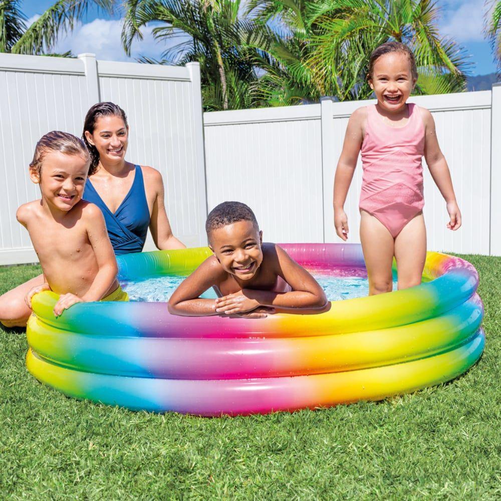 Piscina Infantil Inflable INTEX 3 Anillos Arcoíris 147 x 33 cm, 275L-2