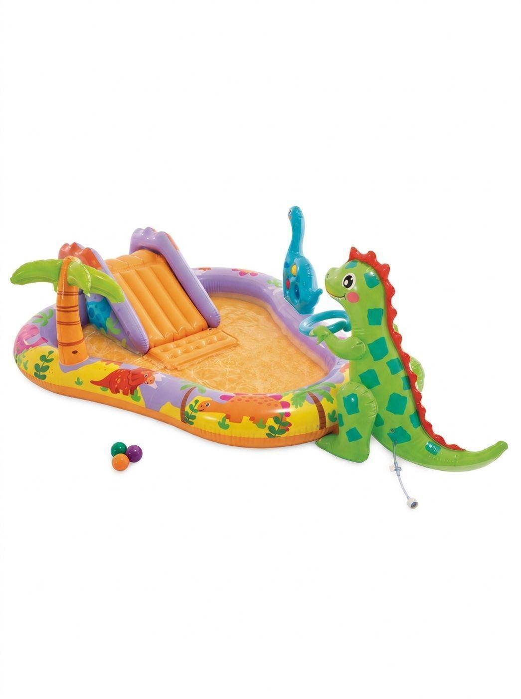 Piscina Centro de Juegos Acuático Inflable INTEX Dino Park con Tobogán-0