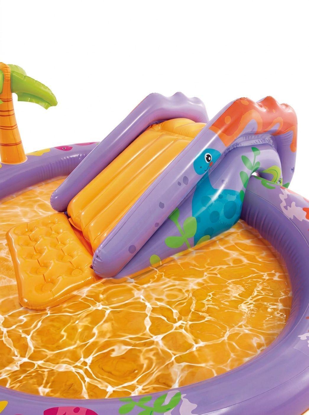 Piscina Centro de Juegos Acuático Inflable INTEX Dino Park con Tobogán-5