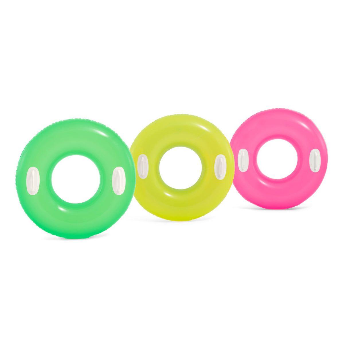 Flotador Inflable Anillo con Asas INTEX Colores Neón, 76cm-1