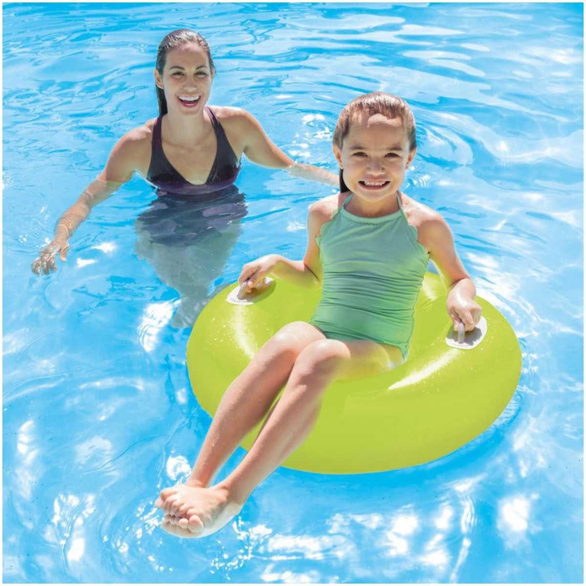 Flotador Inflable Anillo con Asas INTEX Colores Neón, 76cm-2