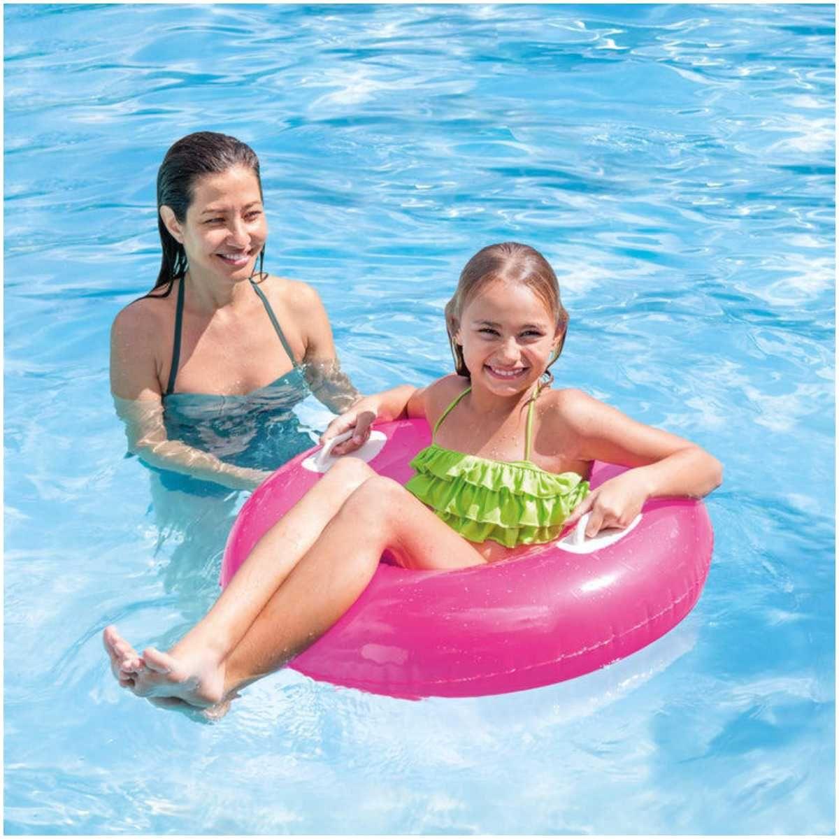 Flotador Inflable Anillo con Asas INTEX Colores Neón, 76cm-3