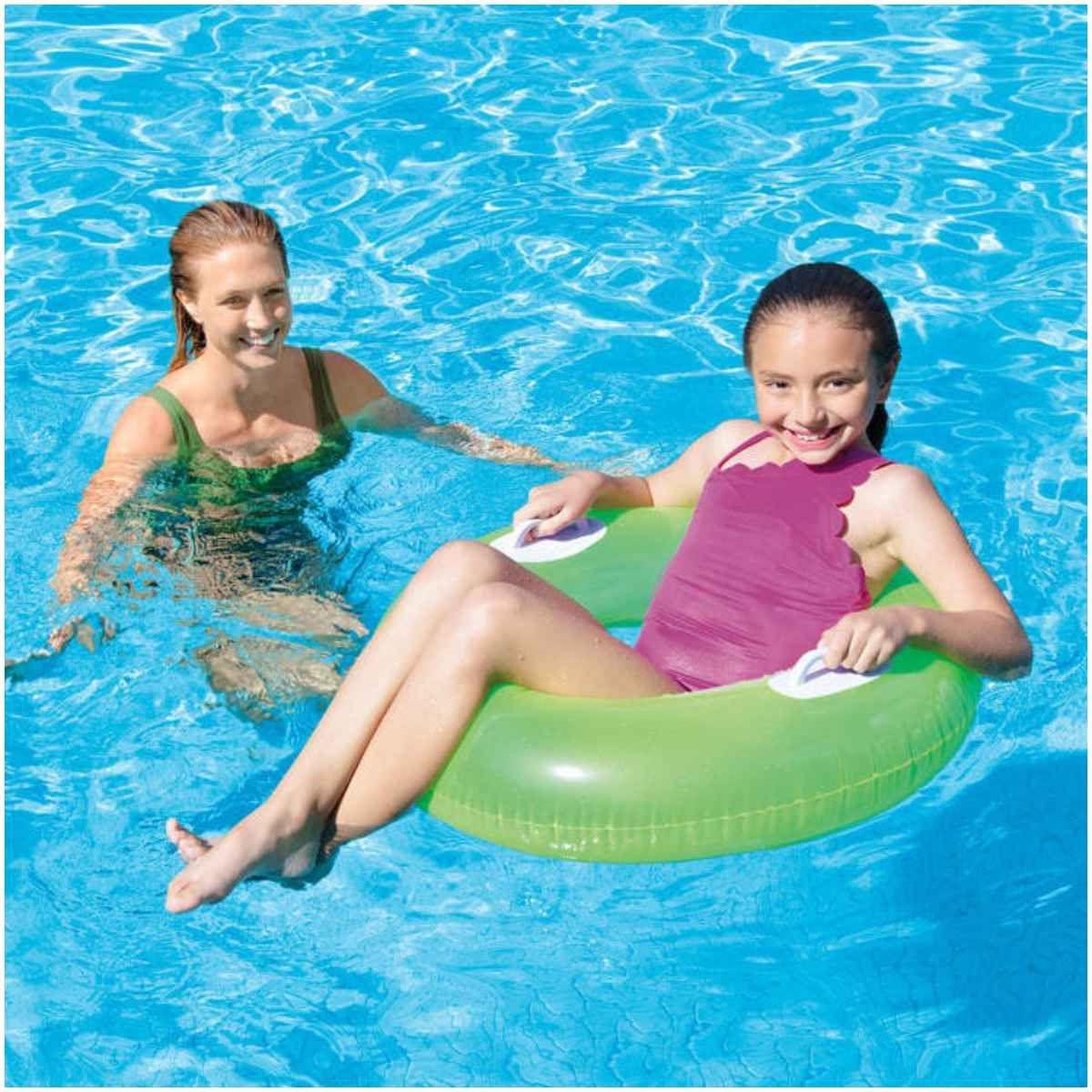 Flotador Inflable Anillo con Asas INTEX Colores Neón, 76cm-4