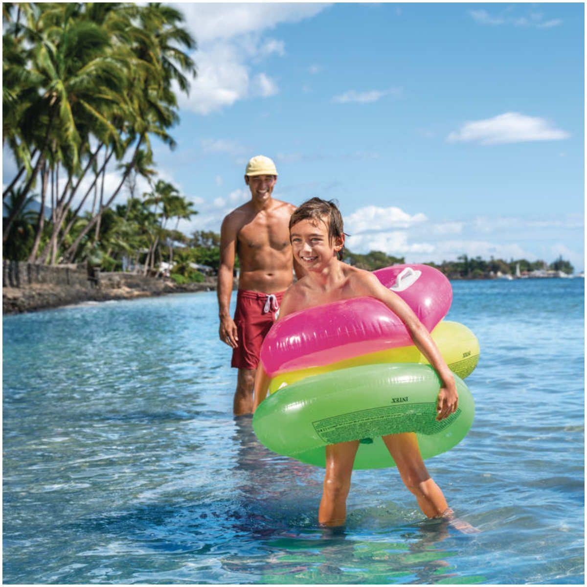 Flotador Inflable Anillo con Asas INTEX Colores Neón, 76cm-6