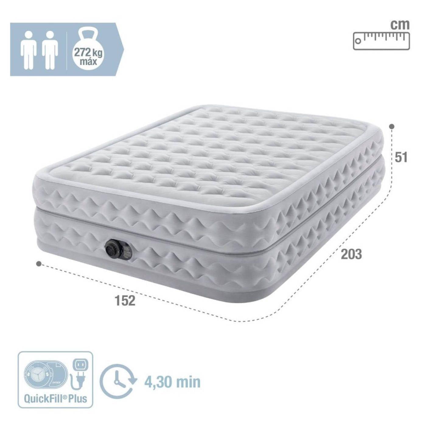 Colchón Inflable Eléctrico INTEX 2 Plazas Supreme Air-Flow 152x203x51 cm-4
