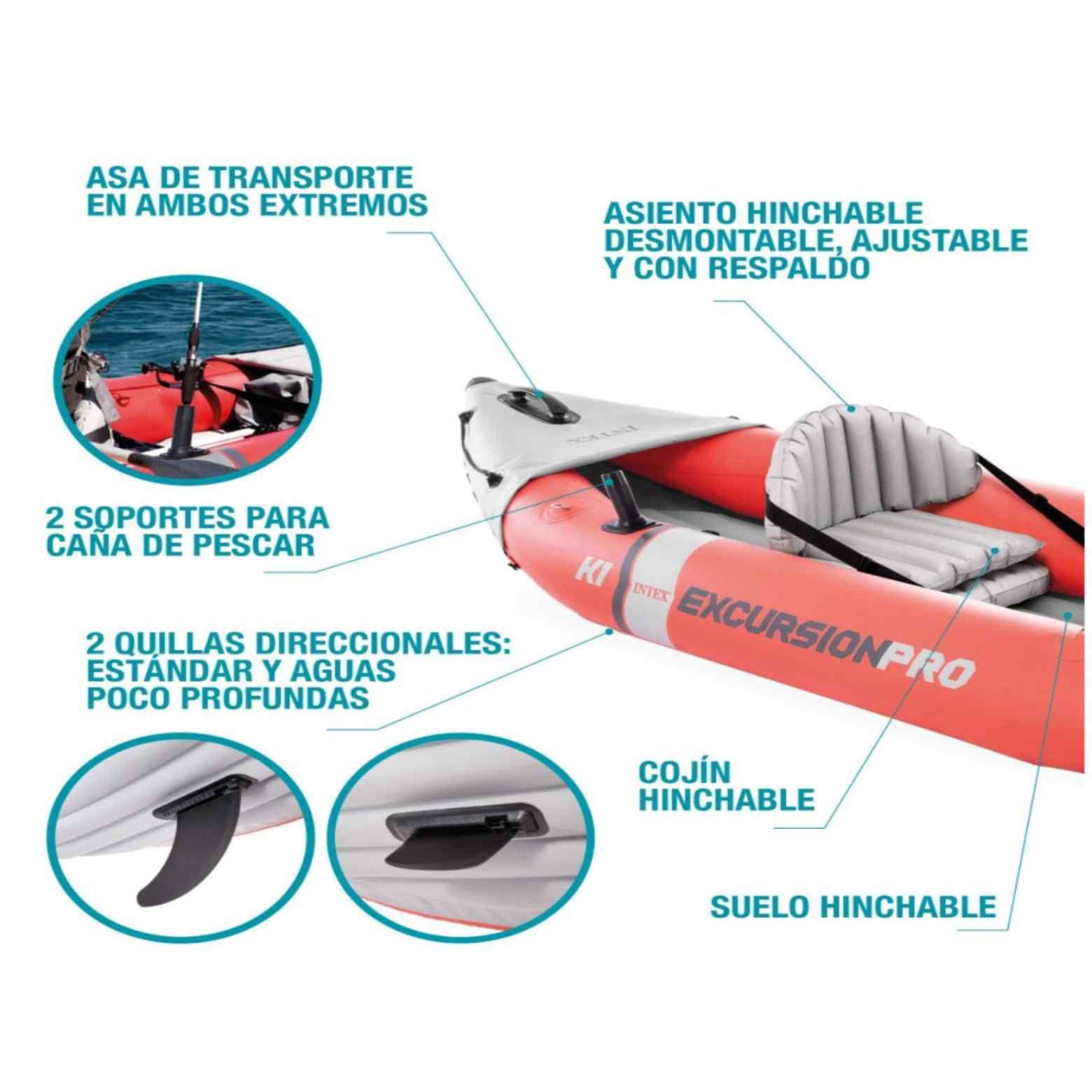 Kayak Inflable Individual INTEX Excursion Pro K1 para 1 Persona-2