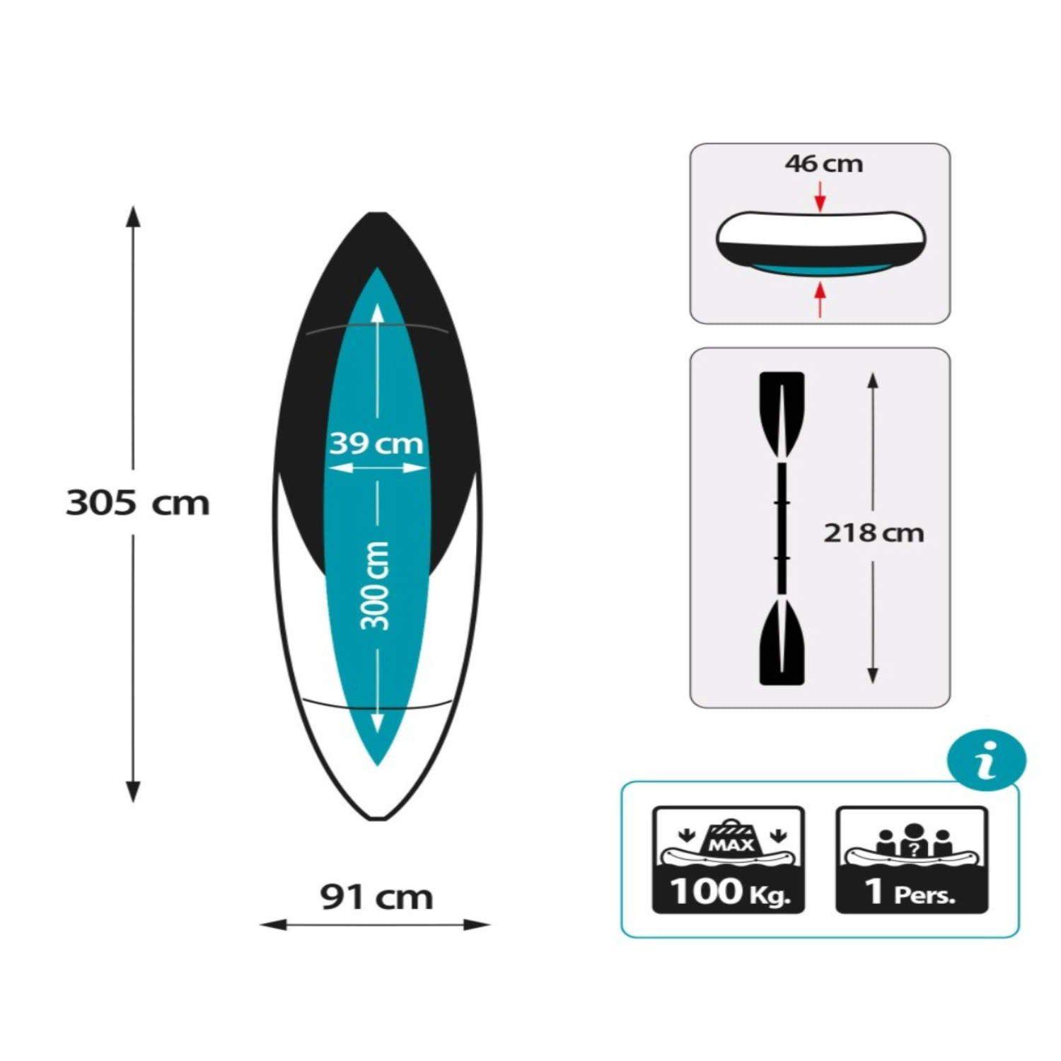 Kayak Inflable Individual INTEX Excursion Pro K1 para 1 Persona-6