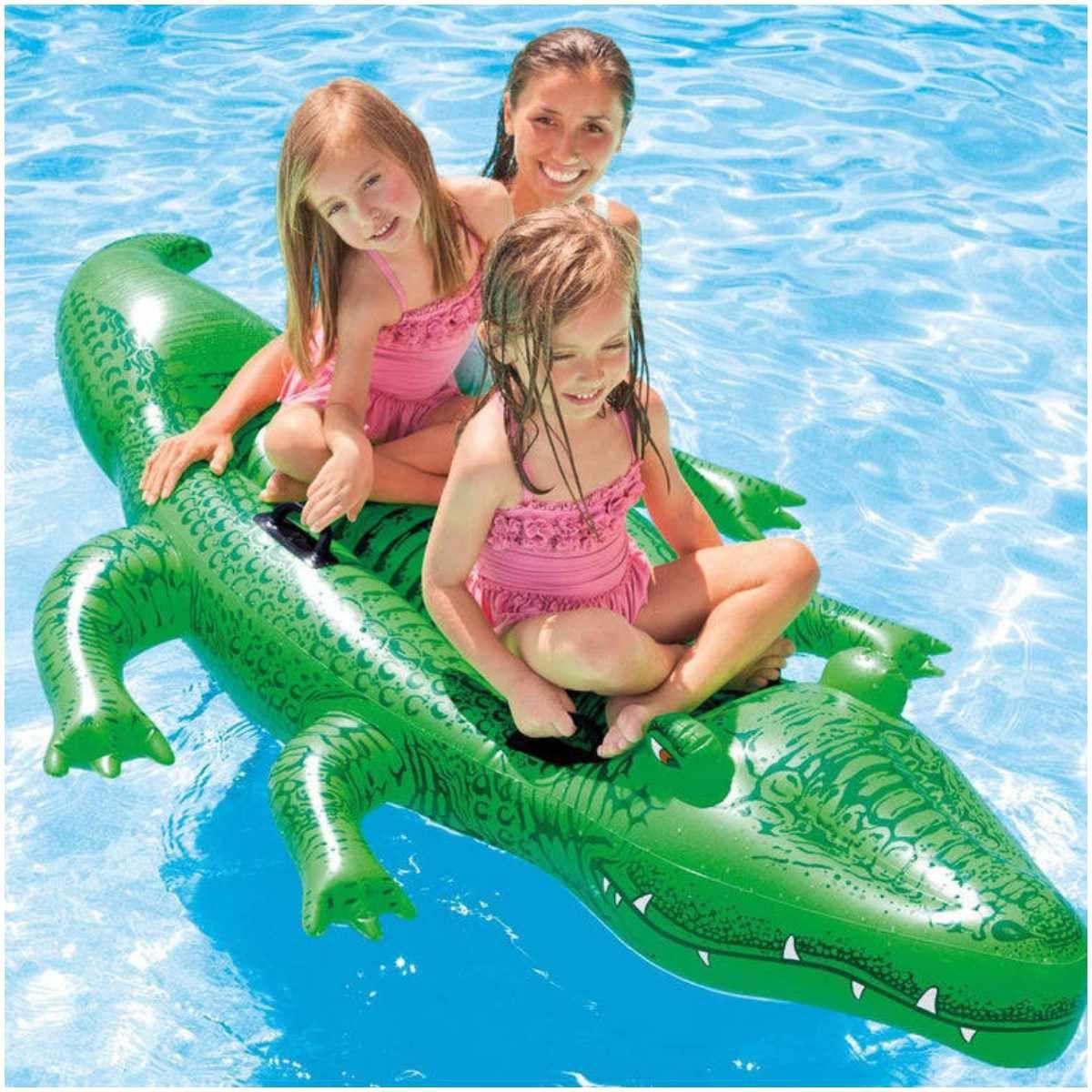Flotador Inflable Montable INTEX Cocodrilo con 4 Asas, 203 X 114 Cm-1