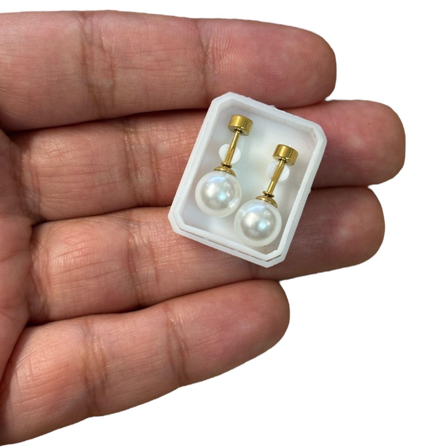 MINI AROS ACERO TOPE TORNILLO DORADO PERLA 8MM-2