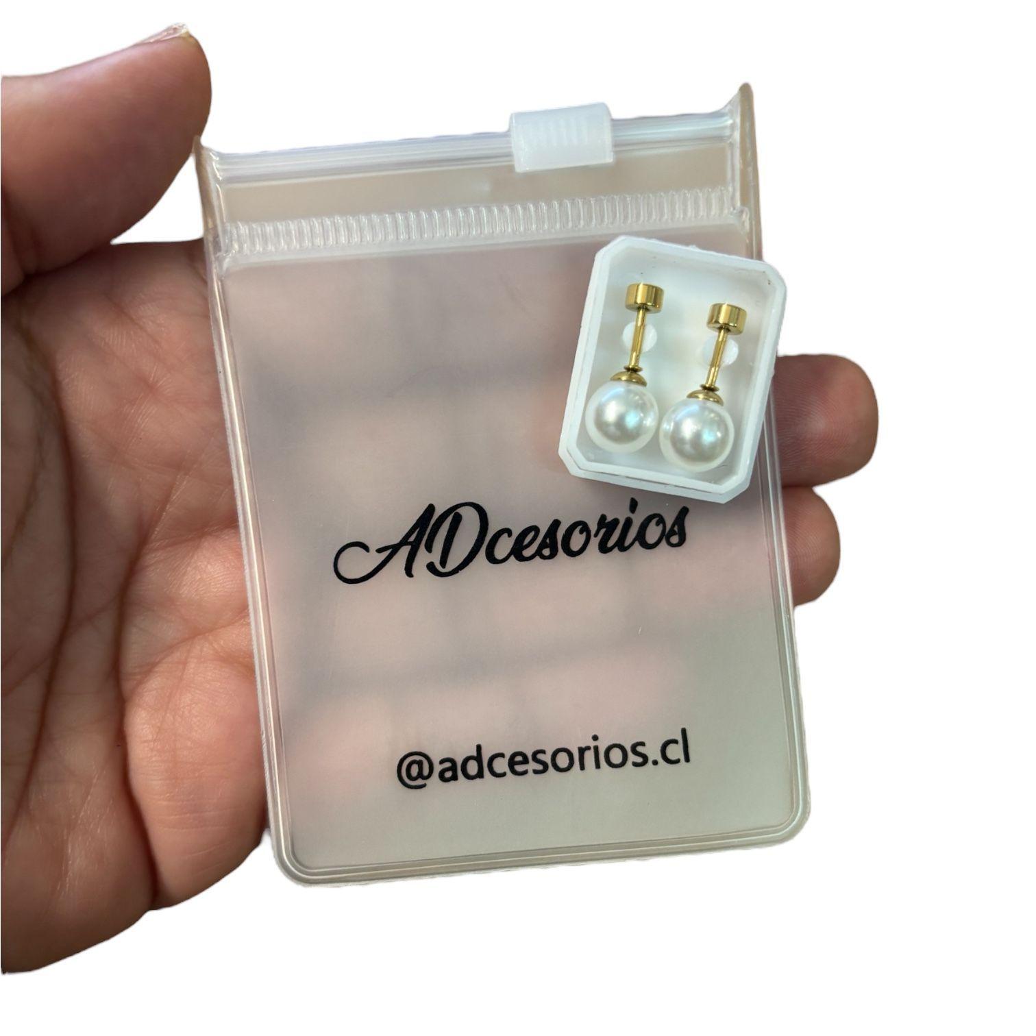 MINI AROS ACERO TOPE TORNILLO DORADO PERLA 8MM-4