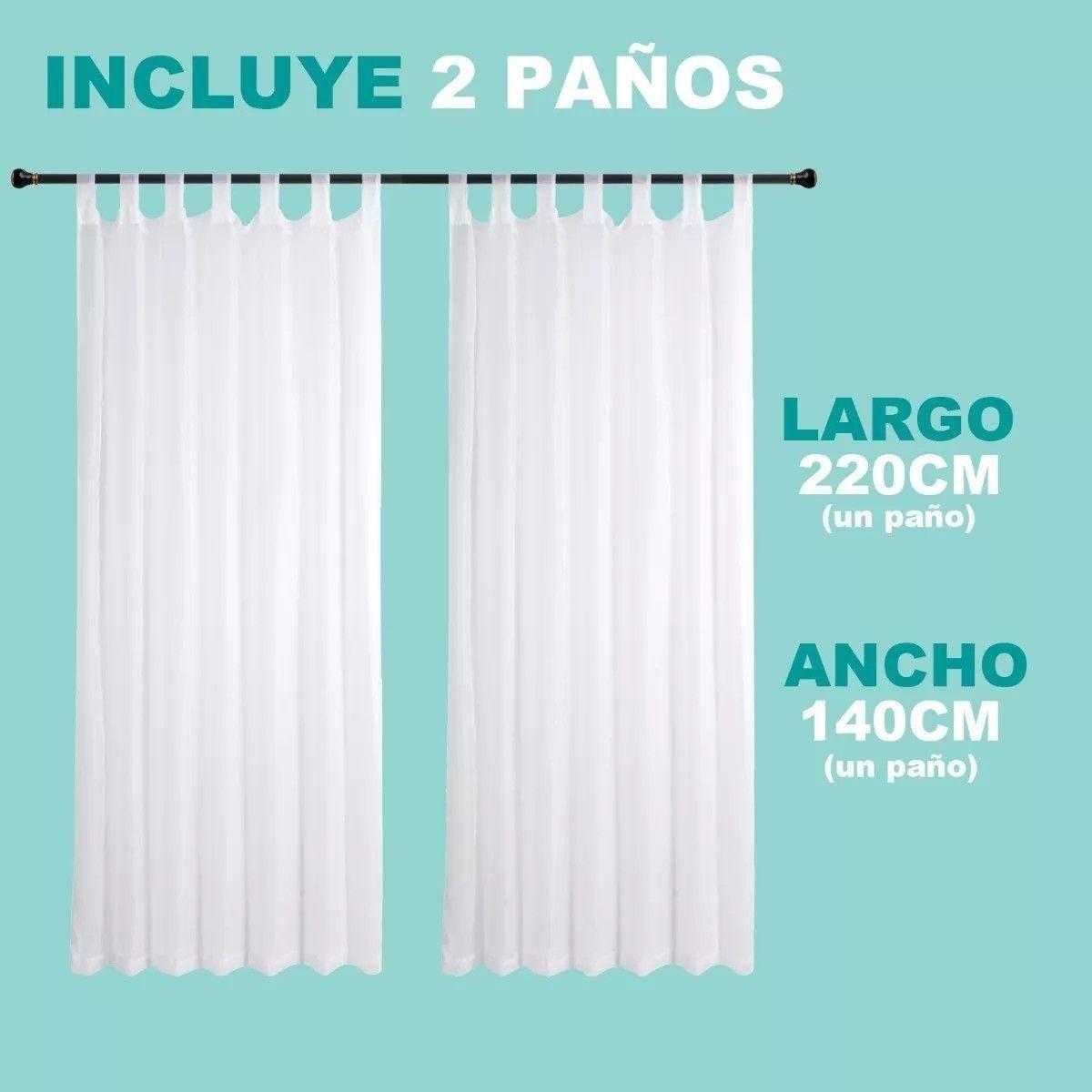 Cortina Velo Liso Con Presilla 140x220 Cm 2 Paño - Blanco-3