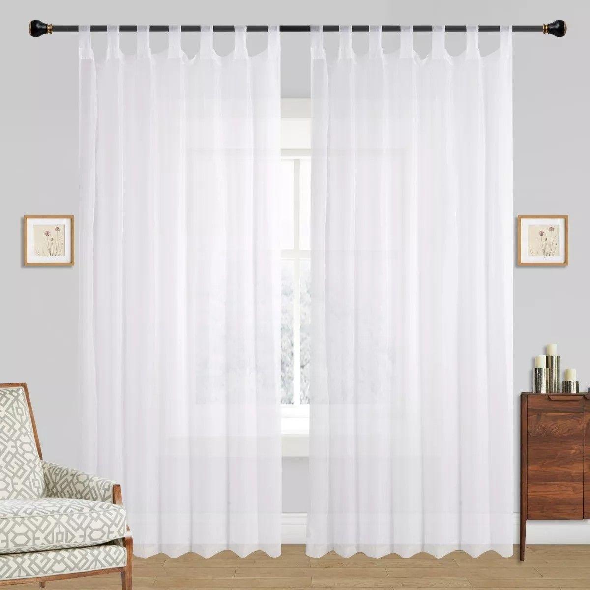 Cortina Velo Liso Con Presilla 140x220 Cm 2 Paño - Blanco-4