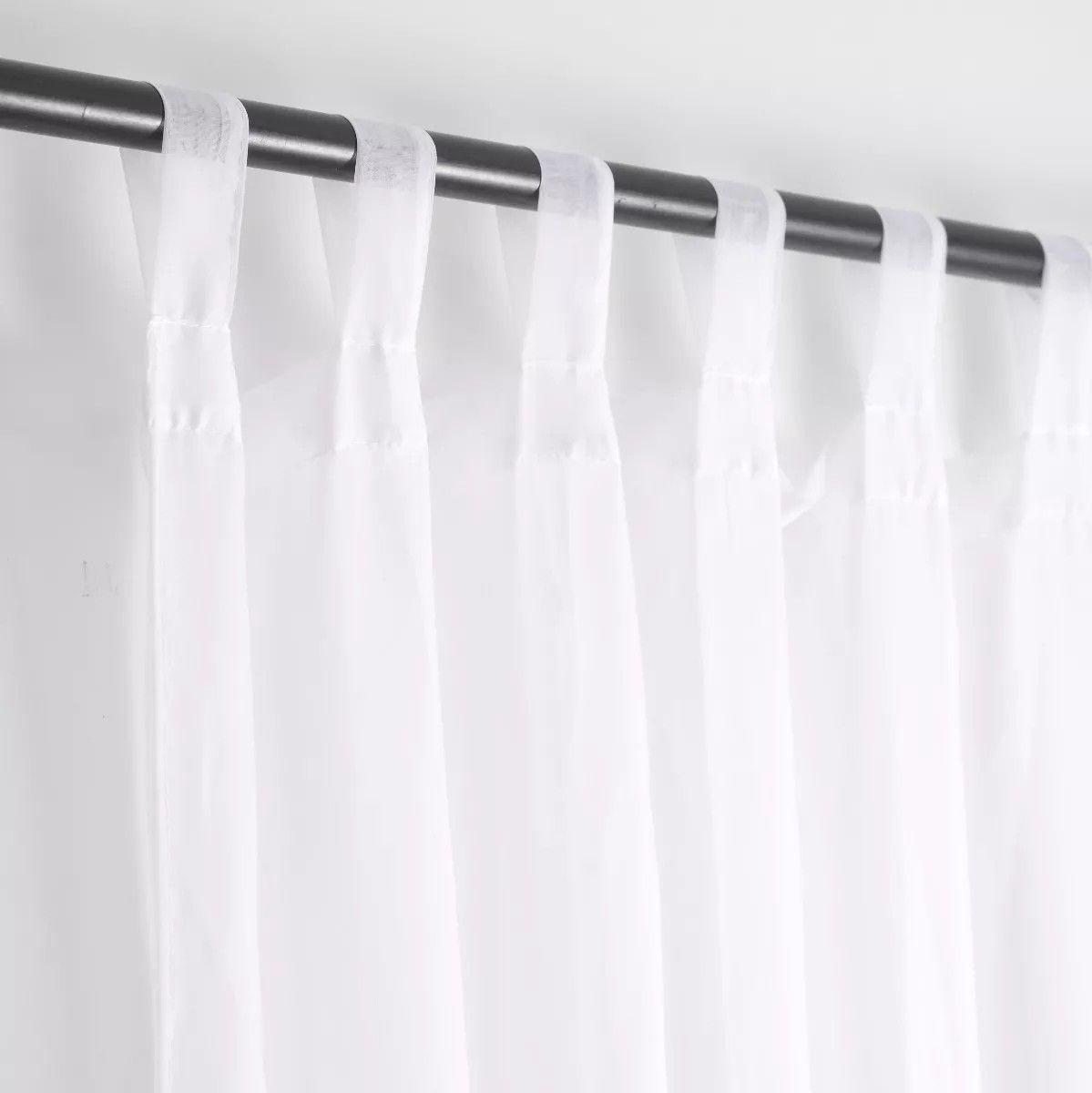 Cortina Velo Liso Con Presilla 140x220 Cm 2 Paño - Blanco-5