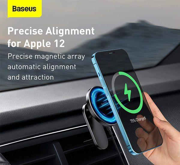 Soporte De Auto Con Carga Inalambrica Big Energy Iphone 12 15 W Baseus-1