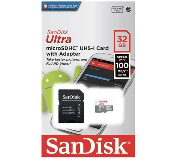 Micro SD 32 GB Con Adaptador SD Clase 10 80 MBs Sandisk-2