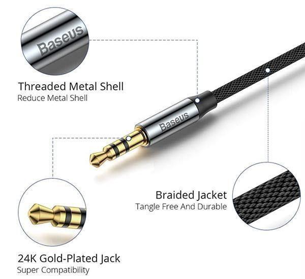 Cable Auxiliar 3.5 mm 1 Metro Resistente Yiven Baseus-1