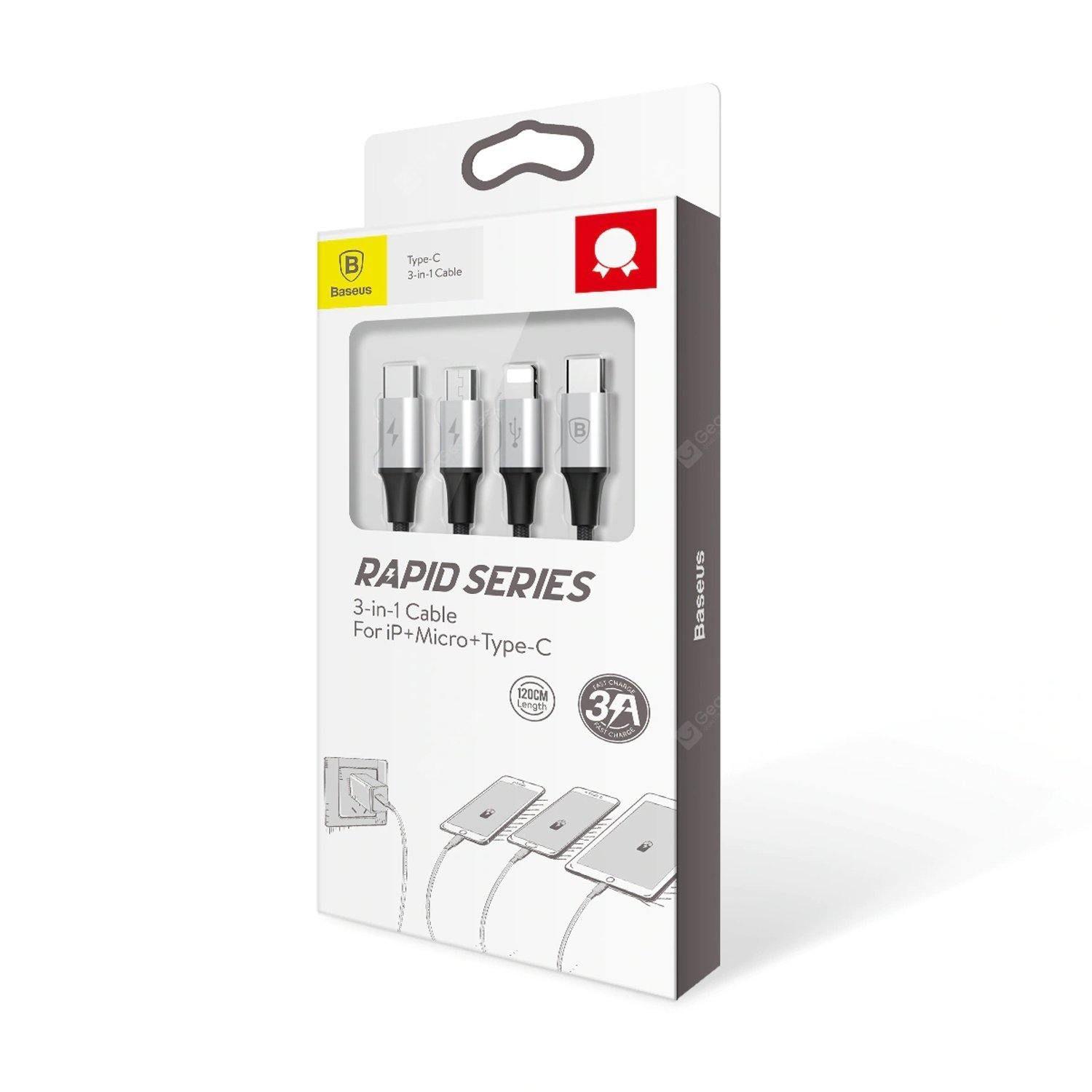 Cable de Carga USB C a Micro USB + Lightning + USB C 1.2 M Rapid Series Baseus-6