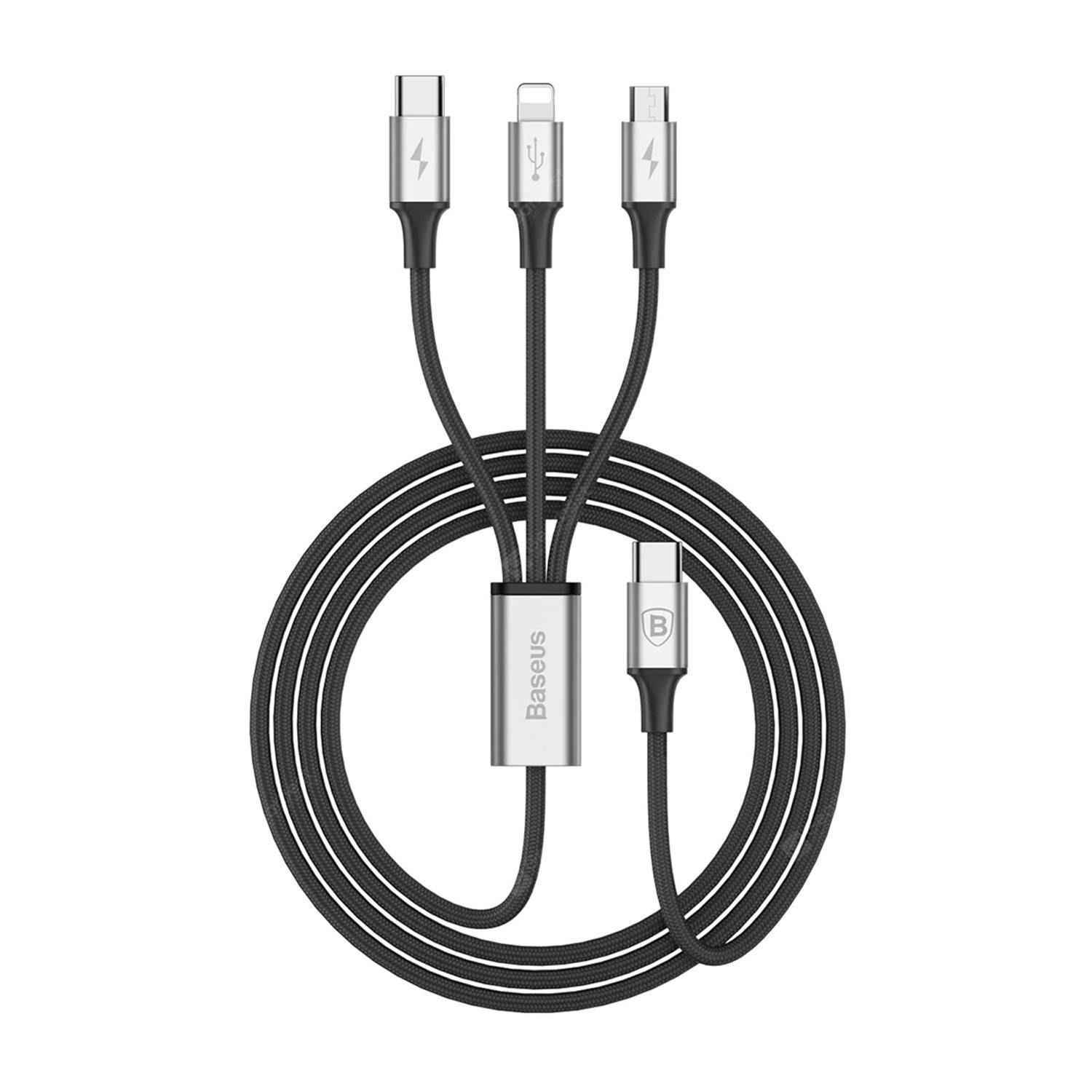 Cable de Carga USB C a Micro USB + Lightning + USB C 1.2 M Rapid Series Baseus-0