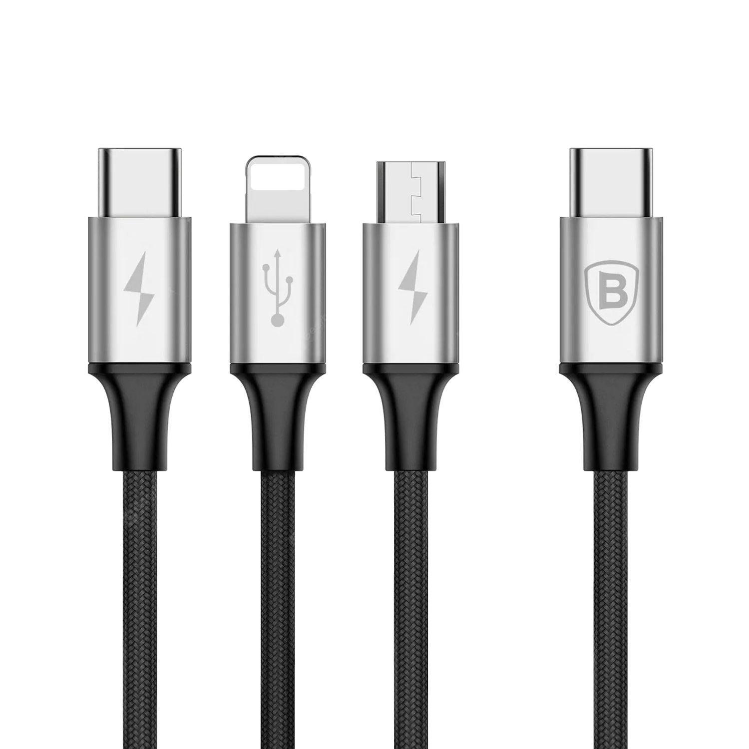 Cable de Carga USB C a Micro USB + Lightning + USB C 1.2 M Rapid Series Baseus-2