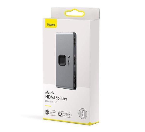Adaptador HUB HDMI 4K Matrix 2 en 1 Splitter Baseus-9