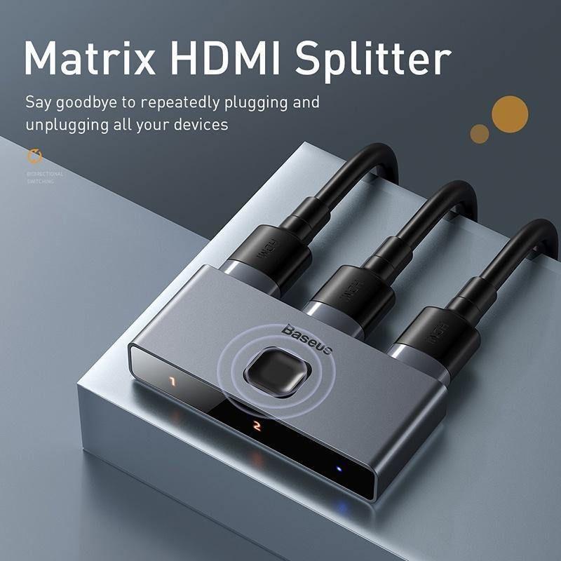 Adaptador HUB HDMI 4K Matrix 2 en 1 Splitter Baseus-4