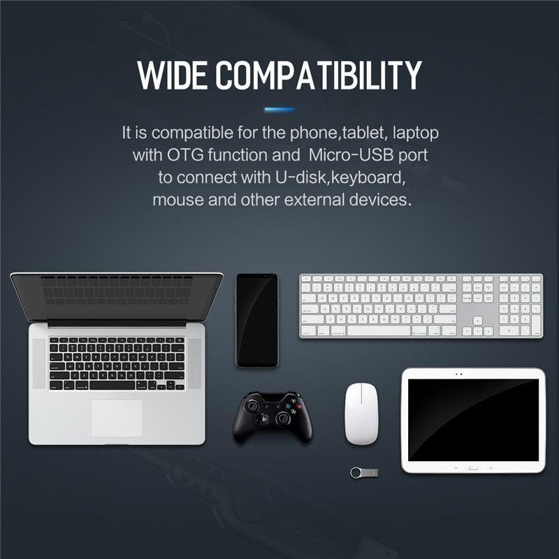 Adaptador Micro USB a USB 2.0 OTG Rock-7