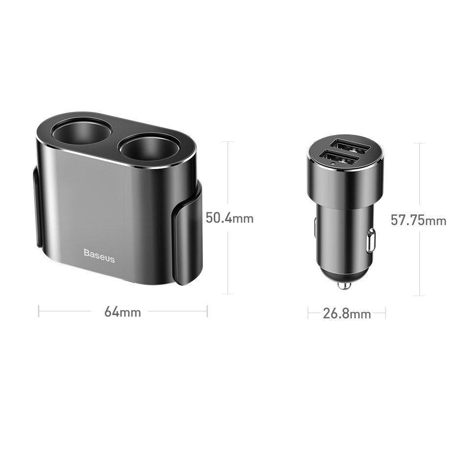 Cargador de Auto 4 en 1 con Doble Encendedor 80W 3.1 A Baseus-9