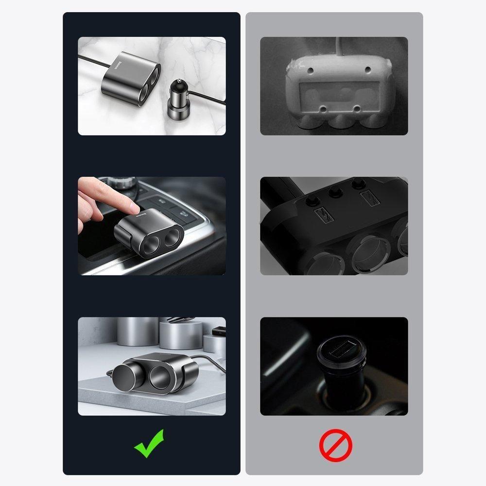 Cargador de Auto 4 en 1 con Doble Encendedor 80W 3.1 A Baseus-8