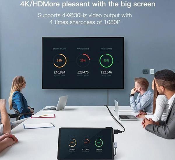 Adaptador HUB Tipo C iPad Pro 6 en 1 HDMI 4K Work Station Baseus-5