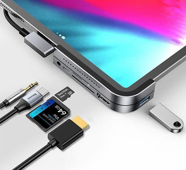 Adaptador HUB Tipo C iPad Pro 6 en 1 HDMI 4K Work Station Baseus-1