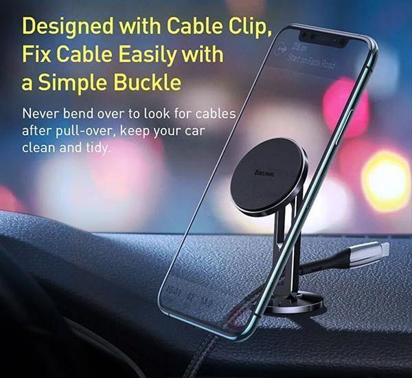 Soporte Magnético Auto Hollow 360° Con Porta Cable Baseus-1