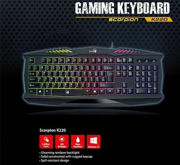 Teclado Gamer Con Teclas Configurables Scorpion K220 RGB Genius-3