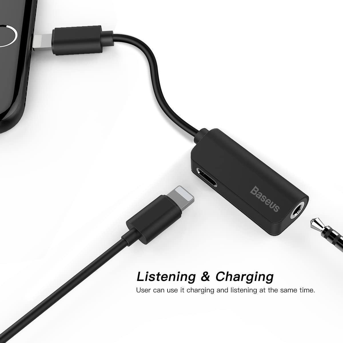 Adaptador Lightning Hembra Auxiliar 3.5mm y Carga L32 Lightning NO MFI Baseus-1