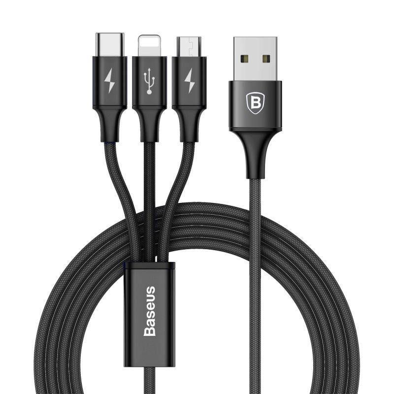 Cable de Carga 3 en 1 Micro USB + Lightning + USB C Rapid Series Baseus-0