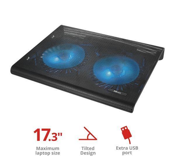 Base Cooling Doble Ventilador Stand Notebook Mac Hasta 17" Trust-1