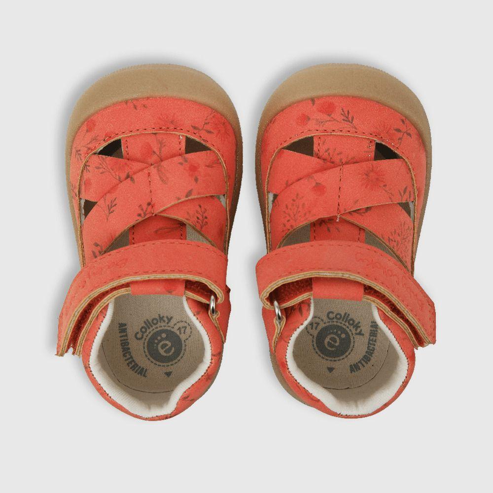 Sandalia Colloky floral con velcro rojo Bebes (17 a 20) 233-3