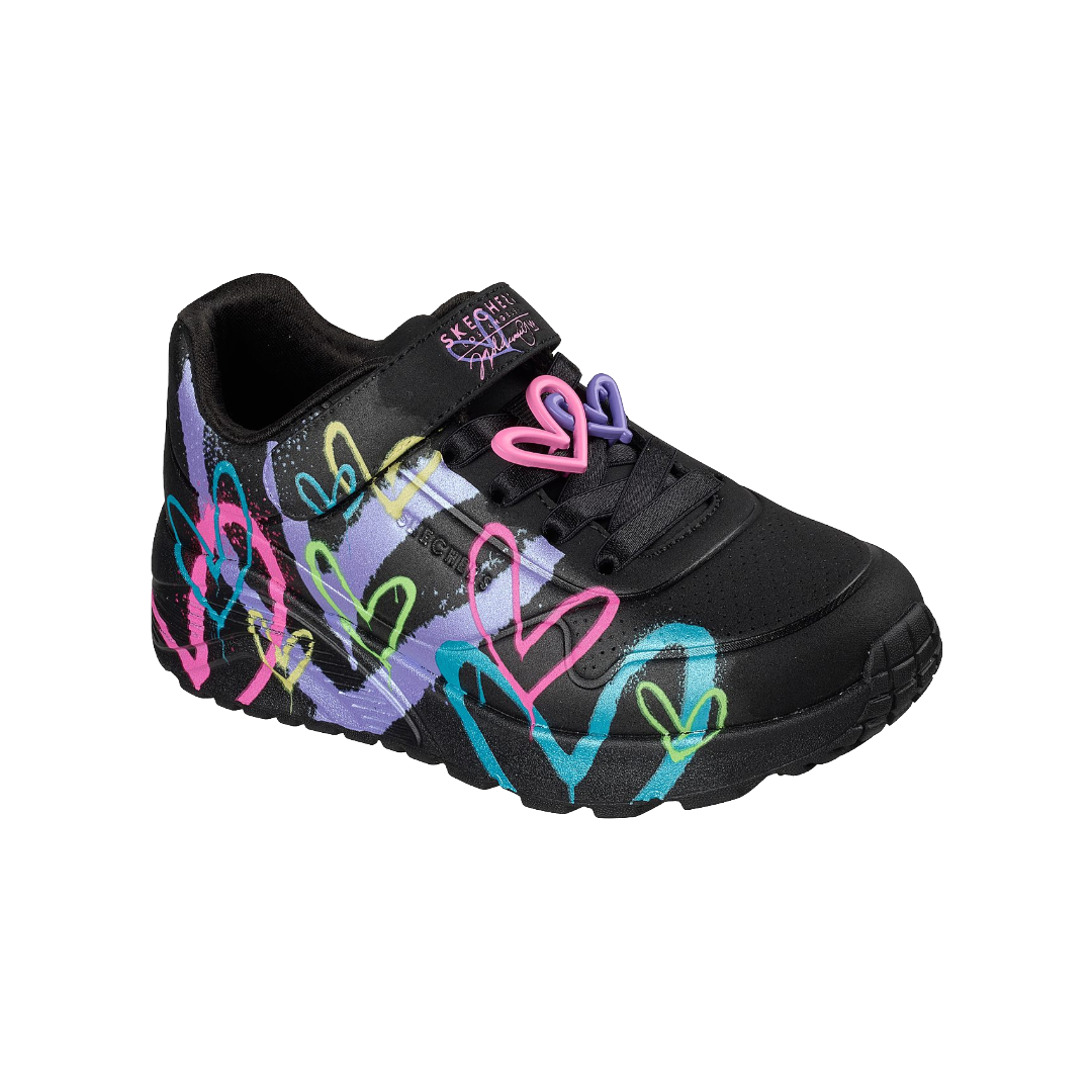 ZAPATILLAS URBANAS SKECHERS UNO LITE HEART STATUS INFANTIL | 314966L-BKMT-1