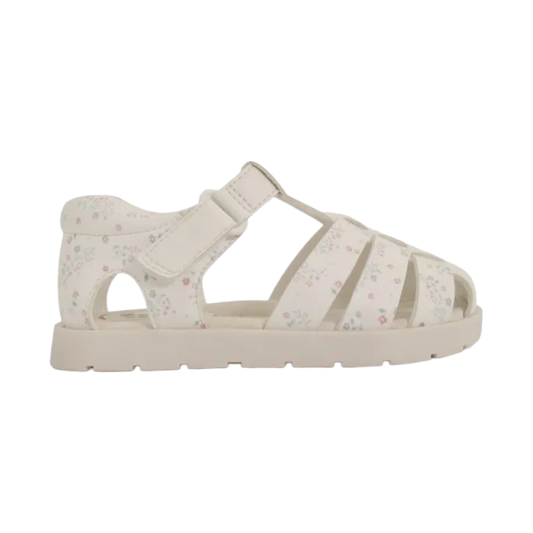 SANDALIAS COLLOKY CANGREJERA BLANCA CON FLORES BEBÉS | 430402-0