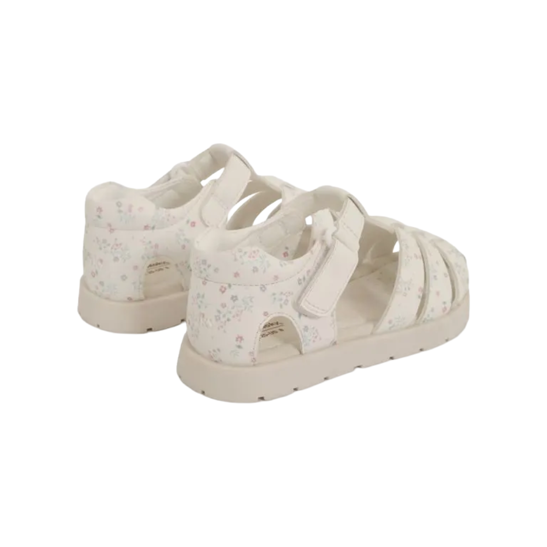 SANDALIAS COLLOKY CANGREJERA BLANCA CON FLORES BEBÉS | 430402-3