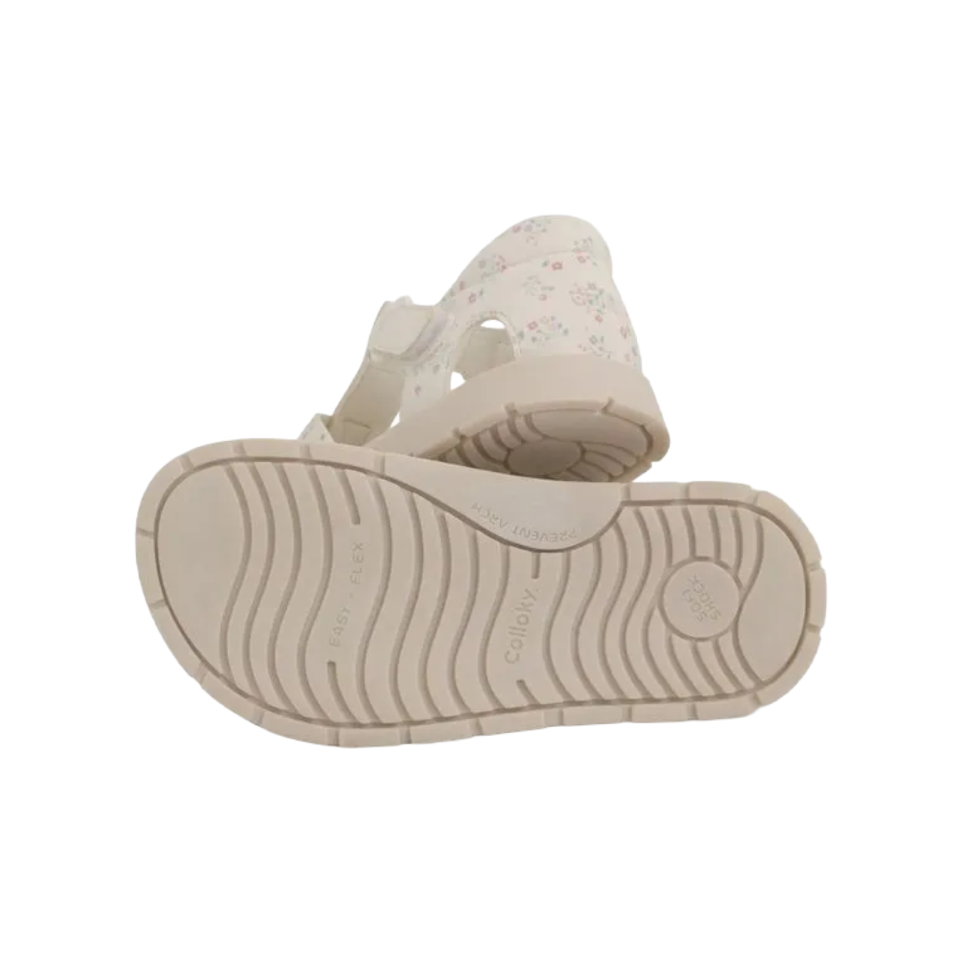 SANDALIAS COLLOKY CANGREJERA BLANCA CON FLORES BEBÉS | 430402-4